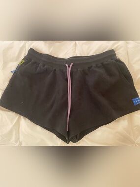 CLOAK Black Women's Athletic Shorts with Lilac Drawcord